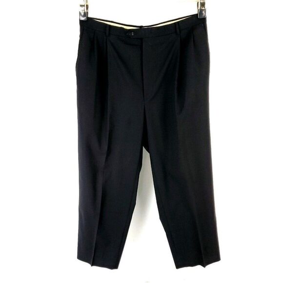 Hart Schaffner Marx Wool Dress Pants 36/29 Black Pleated Mid Rise Tagged 40 Has - Picture 5 of 6
